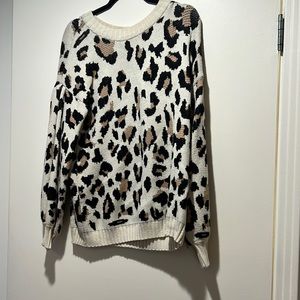 Pink Lily Leopard sweater- size medium